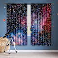 Miniatyrbild 1 av 5: Barn Pojkar Gardiner Yttre Rym Stångficka (2 Stycken 39in*70in,100cm*180cm) Blå Planet Nebula Kosmisk Svart Psykedelisk