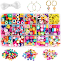 Miniatyrbillede 1 af 5: 300 stk Polymer Lerperler, Frugt Smiley Håndlavede Perler 15 Stilarter Blomst Bogstav Bløde Perler