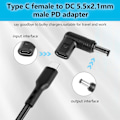 Pikkukuva 2 / 5: USB 5V Type C naar DC mannelijke adapter, 90 graden gehoekt USB C naar DC 5V PD oplaadadapter connector voor laptop, router, mobiele voeding (6 stuks)