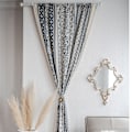 Miniatyrbild 2 av 5: Boho blå gardinuppsättning fönster japansk heminredning bomullslinnegardin för vardagsrum sovrum kök halvgenomskinlig drapering B B W150xL180cm
