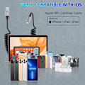 Pikkukuva 3 / 5: 2 kpl kierrekaapeli iPhone Lightning autolaturi, yhteensopiva Apple CarPlayn kanssa, kierre-USB Lightning-kaapeli datan synkronoinnilla, lyhyt kierre [qb]