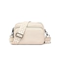 Miniatyrbild 1 av 5: Crossbodyväska för kvinnor, liten axelväska i läder med blixtlås - lager off-white