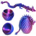 Miniatyrbillede 4 af 5: Påske Drager 3D Printet Drageæg med Drage Indeni Krystal Drage Fidget Legetøj til Voksne Fuld Leddelt Drage til Hjemmekontor Dekoration Blue