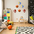 Miniatyrbild 4 av 5: 6-pack väggmonterad bolldisplay, bollförvaring, bollställ, bollhållare för basketboll, fotboll, volleyboll
