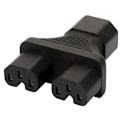 Miniatyrbillede 4 af 5: IEC320 C14 til dobbelt IEC320 C13/C15/Nema 5-15R strømadapter 3 terminaler strømadapter han til hun strøm null - B 0.08