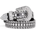Miniatyrbillede 1 af 3: Rhinestone Bælte til Kvinder Western Cowgirl Bling Studded Læder Bælte til Jeans Sort