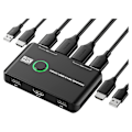 Miniatyrbillede 1 af 5: 4K KVM Switch USB-kompatible switche til 2 computere deler tastatur, mus, printer og skærm, Su