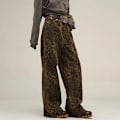 Miniatyrbilde 7 av 8: Brun leopard jeans - Dame denim bukser - Vide benklær - Leopard print leopard print L