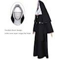 Miniatyrbillede 2 af 5: Nonne Kostume Plus Size Gyser Nonne Outfit Præst Halloween Kostume Sort