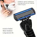 Miniatyrbilde 3 av 9: Manuell barbermaskin, 6-lags barberblad, barbermaskin i rustfritt stål, reserveblader 1 Toolholder + 3 Blades