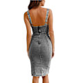 Miniatyrbillede 3 af 4: U-hals halter til kvinder i casual style denim kjoler sort grå Black Gray XXL