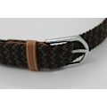 Miniatyrbillede 3 af 3: 41 * 1,3 tommer unisex elastisk stof flettet stræk bælte casual mænd kvinder talje bælte med PU læder spænde, grøn+kaffe green+coffee