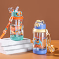 Pikkukuva 3 / 3: Vesipullo lapsille oljella juomapullo 600ml Pinkki