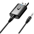 Pikkukuva 1 / 5: Bluetooth-lähetin 50 3,5 mm:n liittimellä, Mini Wireless Bluetooth -lähetin, USB-lataussovitin, sisäänrakennettu mikrofoni autoon, kotiin, kuulokkeisiin ja kaiuttimiin