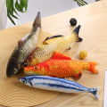 Pikkukuva 6 / 10: 1 kpl Lemmikki söpö kala muotoilu kissa teaser plyysi lelu, interaktiivinen lelu kissalle ja koiralle Grass Carp