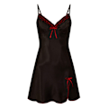 Miniatyrbild 1 av 3: Kvinnlig sexig spetslingerie djup V genomskinlig nattlinne nattklänning svart black M