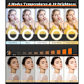 Miniatyrbillede 2 af 5: 5 tommer bærbar selfie ringlys med stativ - Mini LED-telefonringlys til skrivebord med dæmpbar 5 tilstande 10 lysstyrke til makeup streaming webcam