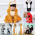 Miniatyrbild 1 av 3: Unisex barn flanell onesie pyjamas, cosplay djur kostym en bit halloween nattkläder nattkläder för pojkar flickor tiger Tiger 6-7 Years