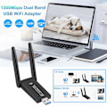 Pikkukuva 2 / 5: Langaton USB 1300 Mbps WiFi-sovitin Kaksikaistainen 2.4G 5Ghz USB 3.0 W