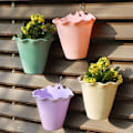Miniatyrbillede 9 af 10: Vægophængt Potte i Plastik Praktisk Vægmontering Blomst Potte Planter Beholder Kurv Potte til Indendørs Udendørs Pink