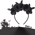 Miniatyrbilde 5 av 7: Halloween Hodebånd Svart Rose Flaggermus Hodebånd for Kvinner Gotisk Blomst Hårtilbehør Hodeplagg Hårbøyle Hodeplagg for Jenter Dekorasjon 1STK 3