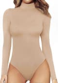 Langærmet bodysuit med mock neck til kvinder Jumpsuit-top \"Langærmet Nude\" \"Small\"