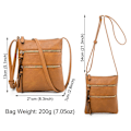 Miniatyrbilde 3 av 10: Kvinners Crossbody Bag Glidelås BEIGE Beige