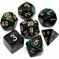 Pikkukuva 1 / 5: Monisivuinen DND-noppasetti, Glitter-noppia Dungeons & Dragons RPG:lle, Vihreä Sekoitettu Musta Sumuinen Väri