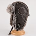 Miniatyrbilde 5 av 8: 1 stk Vinter Ushanka Hatt For Menn Kunstig Pels Lær Snø Hatt Med Øreklaffer Black