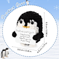 Miniatyrbild 2 av 5: Mini rolig positiv pingvin, stickad leksak med positivt kort Emotionellt stöd virkad docka Hejande gåva till familj vänner Black Penguin