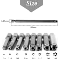Miniatyrbillede 3 af 5: 11 Bits 100mm længde Torx skruetrækker bitsæt, 1/4 tommer hex S