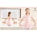 Pikkukuva 7 / 7: Flickor Långärmad Balett Leotards Dans Tutu Klänning Rosa Pink 140cm