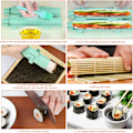 Pikkukuva 2 / 5: Sushi-tekosetti, Sushi-rullantekijä, Sushi-bazooka, Sushi-tekoväline, Sushi-muotteja aloittelijoille, bambualustan ja liinan kanssa, keittiötarvikkeet