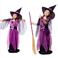 Miniatyrbilde 5 av 6: Barn Halloween-kostyme Barn Heksekostyme Halloween-klær Cosplay-rekvisitter a purple 90cm long witch