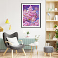 Miniatyrbillede 5 af 5: Landskabsdiamantmaleri til voksne 30x40cm, lyserøde blomster