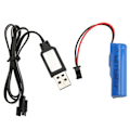 Miniatyrbilde 1 av 5: 3.7V 500mAh Litiumbatteri Simulert RC-Båtleksaksbatteri USB-Laddningskabel RC-Båtillbehör for Flytec V005