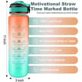 2-pack - 1 l vattenflaska med sugrör och timer Orange-Green