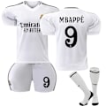 Miniatyrbillede 1 af 2: 2024-2025 Real Madrid Hjemmebørnefodboldtrøje Sæt Nr. 9 Mbappé no. 9 Mbappé Adult S