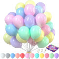 Miniatyrbild 1 av 4: Pastellballonger 200 st Pastellfestballonger Blandade ballonger 12 färger 10 tum Pastellregnbågsballonger Enhörning Pastellregnbågsfestdekorationer