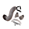 Miniatyrbilde 5 av 5: 1/2/3/5 Faux Katteører og Hale Sett Halloween Fancy Dress Cosplay Grå-WELLNGS Grå Grey 5PCS