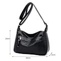 Miniatyrbild 5 av 5: Damer Läder Crossbody Väska Multi-Fickor Mjuk Damer Läder Axelväska Handväska Lätt med Justerbar Rem (Svart)