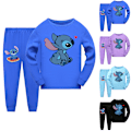 Miniatyrbild 2 av 3: 2 st barnpyjamas Stitch långärmad pullover set nattkläder - mörkblå Dark Blue 160 cm