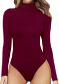 Langærmet bodysuit med rullekrave til kvinder, jumpsuit-top, \"Langærmet bordeaux\", \"Small\"