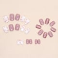 Pikkukuva 3 / 5: Glitter Pink Solid Color Print On Nails Short Coffin Shape False Nails Shiny Cover Artificial Nails Reusable Stick On Nails