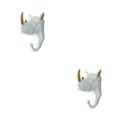 Pikkukuva 4 / 5: 1/2/3/5 Vahva ja kestävä eläinpään avaimenkoukku yksinkertaiselle valkokullalle (sarvikuono) White gold (rhino) 2 Set