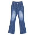 Miniatyrbild 4 av 9: Kvinnors låga midje utsvängda jeans stretchiga jeans klockbotten mörkblå mörkblå Dark blue L
