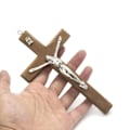 Miniatyrbilde 3 av 4: Treveir Veggmontert Krusifiks Kors Messing 2stk Brun