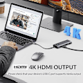Miniatyrbilde 5 av 5: in 1 Dokkingsstasjon HD+VGA PD 100W Lading Gigabit Ethernet Multifunksjonell Type-C Hub Dark Grey