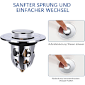 Miniatyrbild 5 av 7: Set med 2 diskbänksavlopp, pop-up, för handfat, badkar, med sil/a