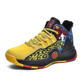 Miniatyrbillede 1 af 5: Herre Basketball Sko Snørebånd Høj Top Sneakers Herre Retro Basketball Sko Åndbar Trend Herre Sneakers Gå Sko Sort og gul 2 Black and yellow 2 44
